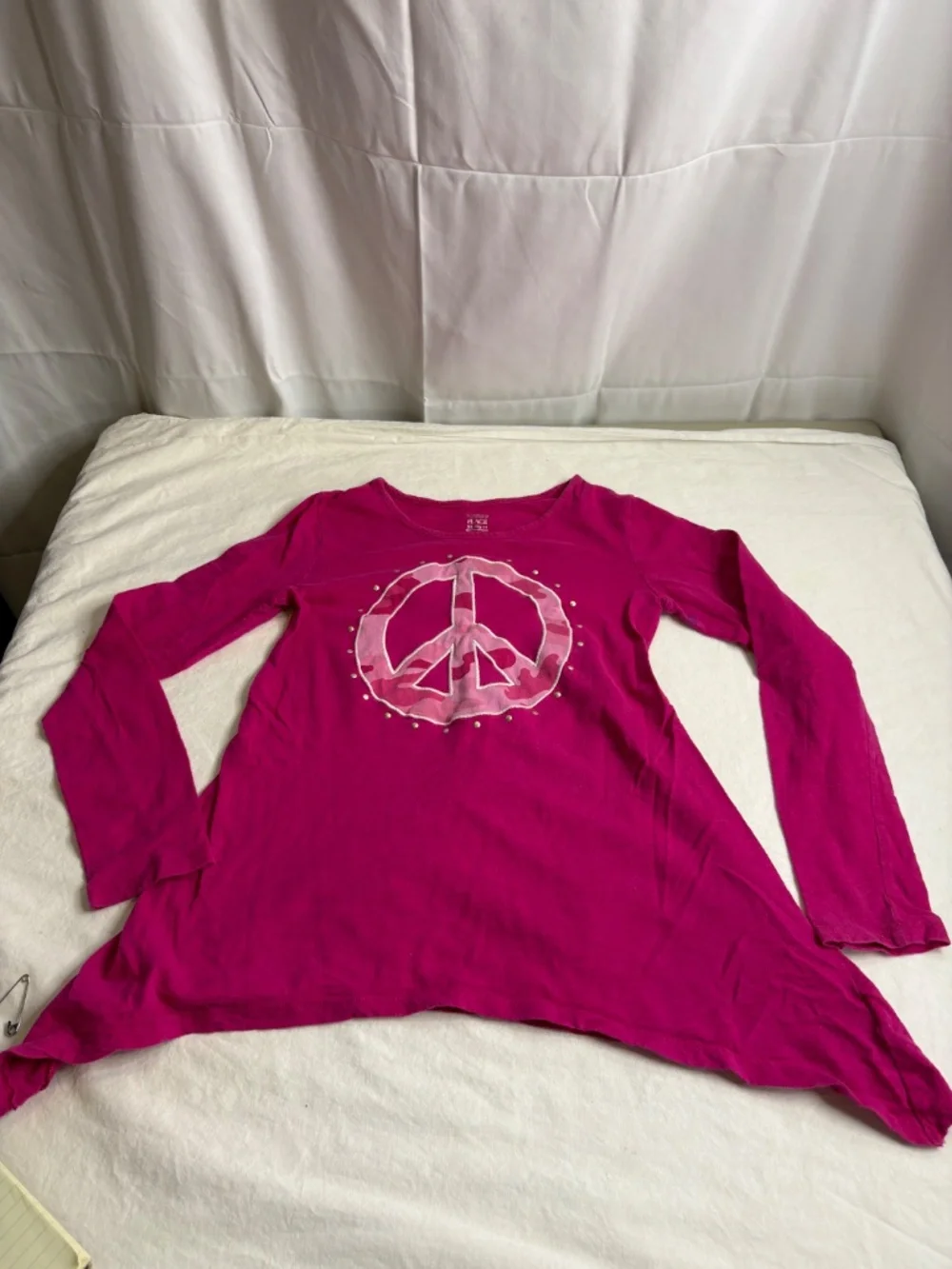 The Children's Place Vintage Y2K Retro Peace Sign Tye Dye Pink Size XL 14